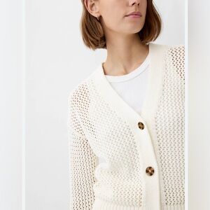GAP Open-Knit Cream Button-Front Cardigan